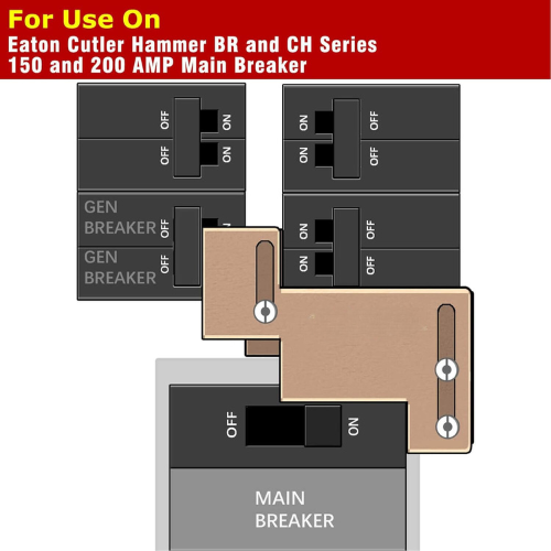 Elecrol Generator Interlock Kit – Compatible with Eaton Cutler Hammer Challenger BR-200 150/200 Amp Panels, 1 1/4-1 1/2 Inch Spacing