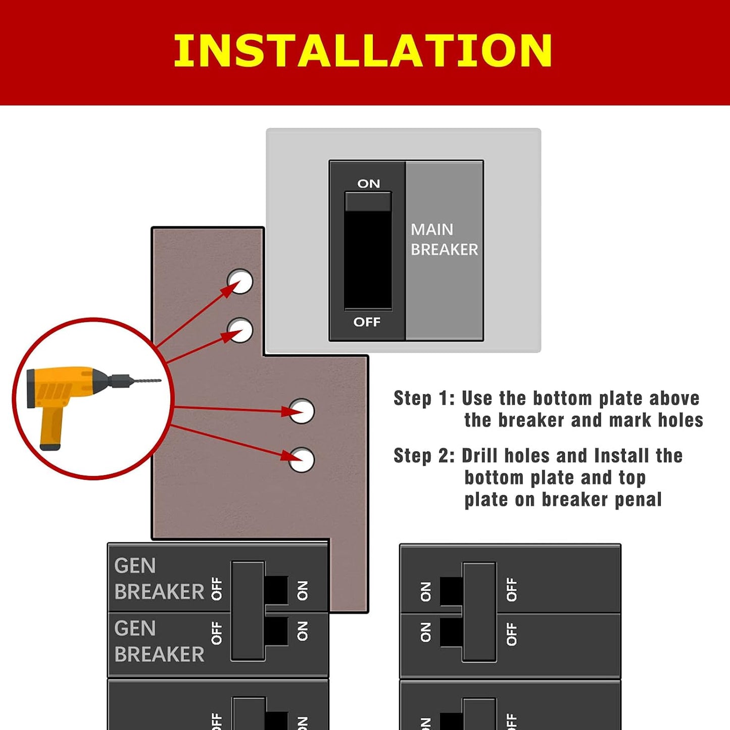 Generator Interlock Kit – Compatible with Eaton Cutler Hammer CH-5 Panel, 2 1/4 Inch Spacing