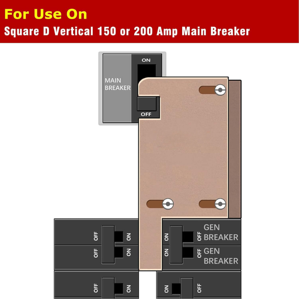 Generator Interlock Kit compatible with Square D Vertical Main 150 or 200 amp breaker