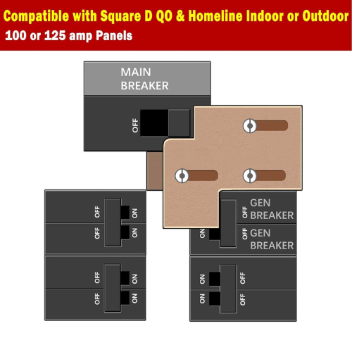 Generator Interlock Kit Compatible with Square D QO & Homeline Indoor or Outdoor 100 or 125 amp Panels