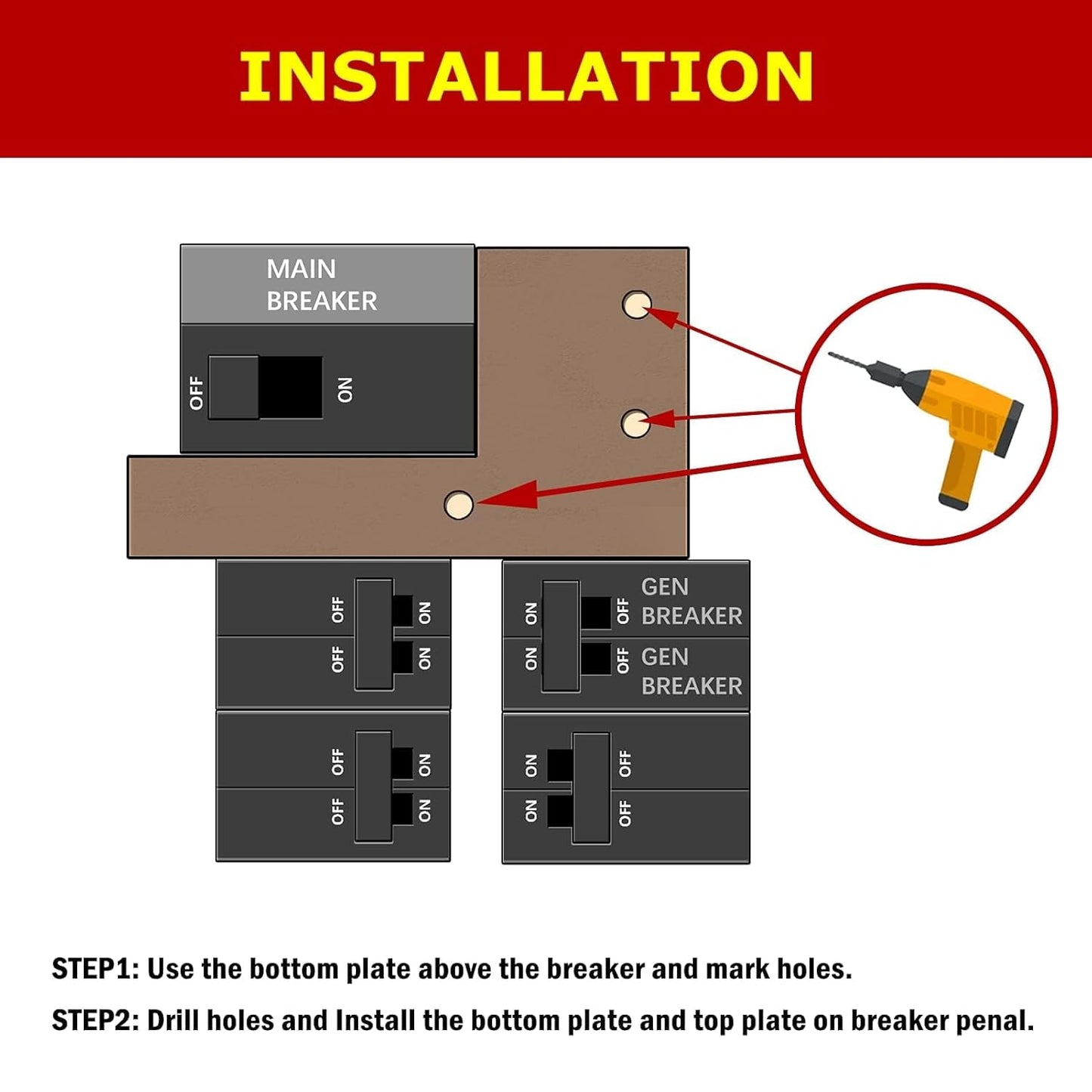 Generator Interlock Kit – Compatible with Murray & Siemens 150/200 Amp Panels, 7/8-1 1/4 Inch Spacing