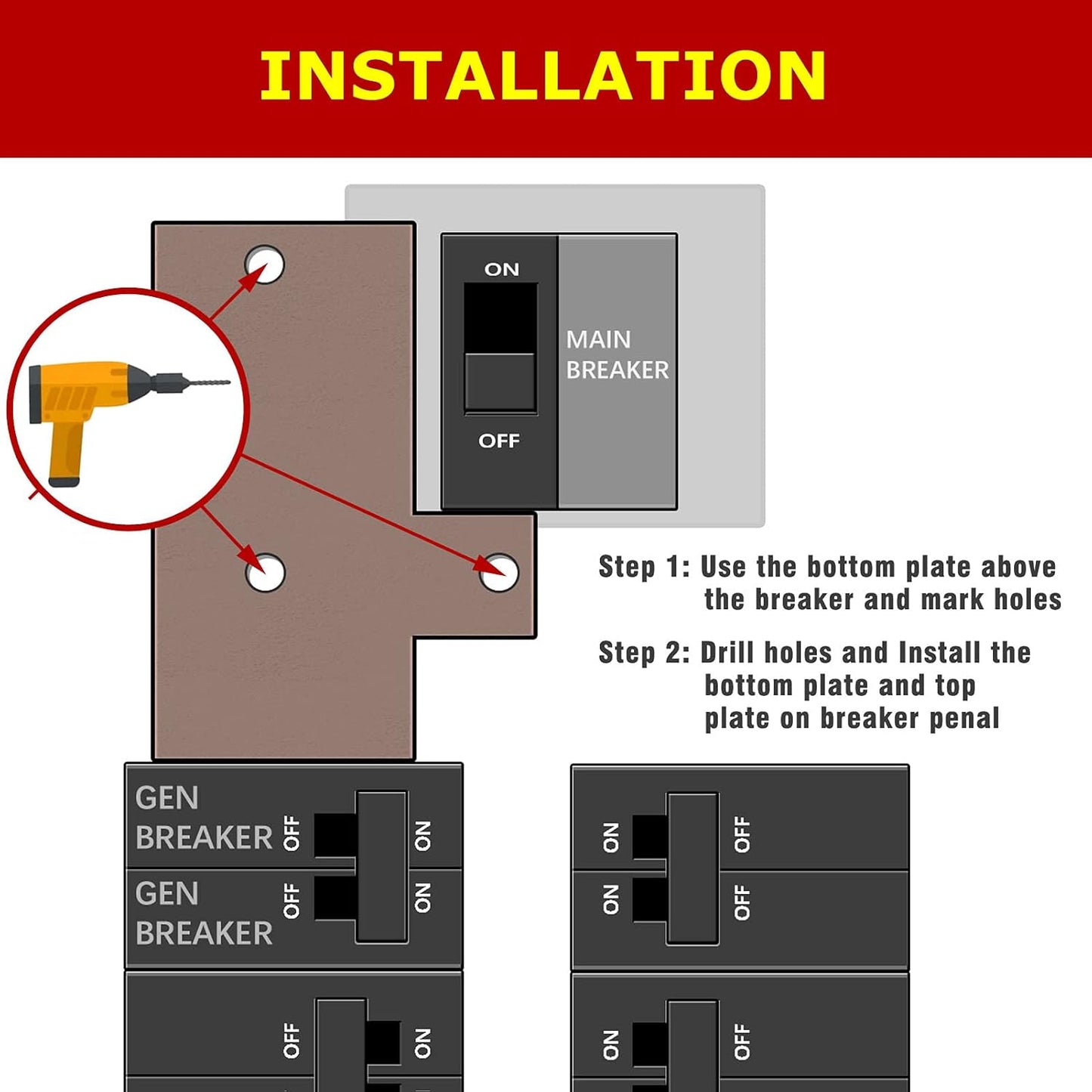 Generator Interlock Kit – Compatible with GE General Electric Breaker Panels, Single Vertical Throw Main, 2 1/2 Inch Spacing